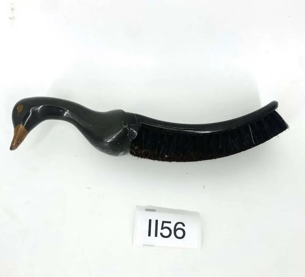 Vintage 1960s England Duck Shaped Handle Shoe Brush Bakelite All Hair Curved